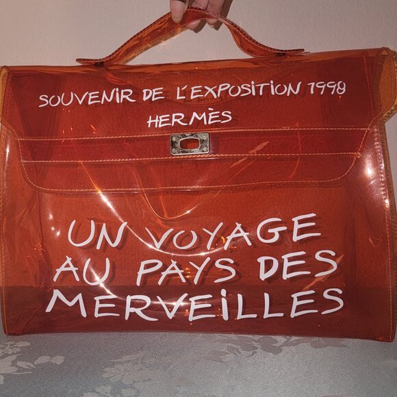 🎉 VINTAGE HERMÈS ORANGE SOUVENIR De L'EXPOSITION KELLY MISSING MALE - Picture 1 of 5